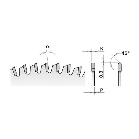 Piła tarczowa HM D 250 F 30 Z 80 K 3,2x2,2 do płyty