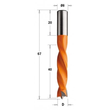 Wiertło HW NP D 5 I 40- L 67 S 8x20 LH