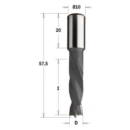 Wiertło HW NP D 8 I 30- L 57,5 S 10x20 RH