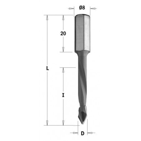 Wiertło P HW D 6 I 43 L 43 S 8x20 RH