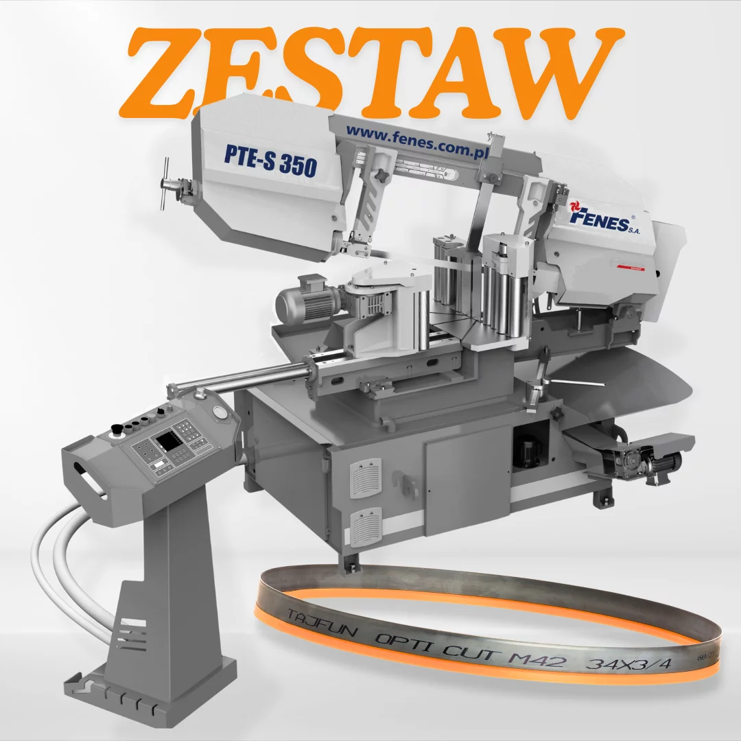 Przecinarka taśmowa automatyczna do metalu FENES PTE-S 350 + Piła taśmowa do metalu FENES M52 BEST CUT 34 x 1,1 - 5szt.