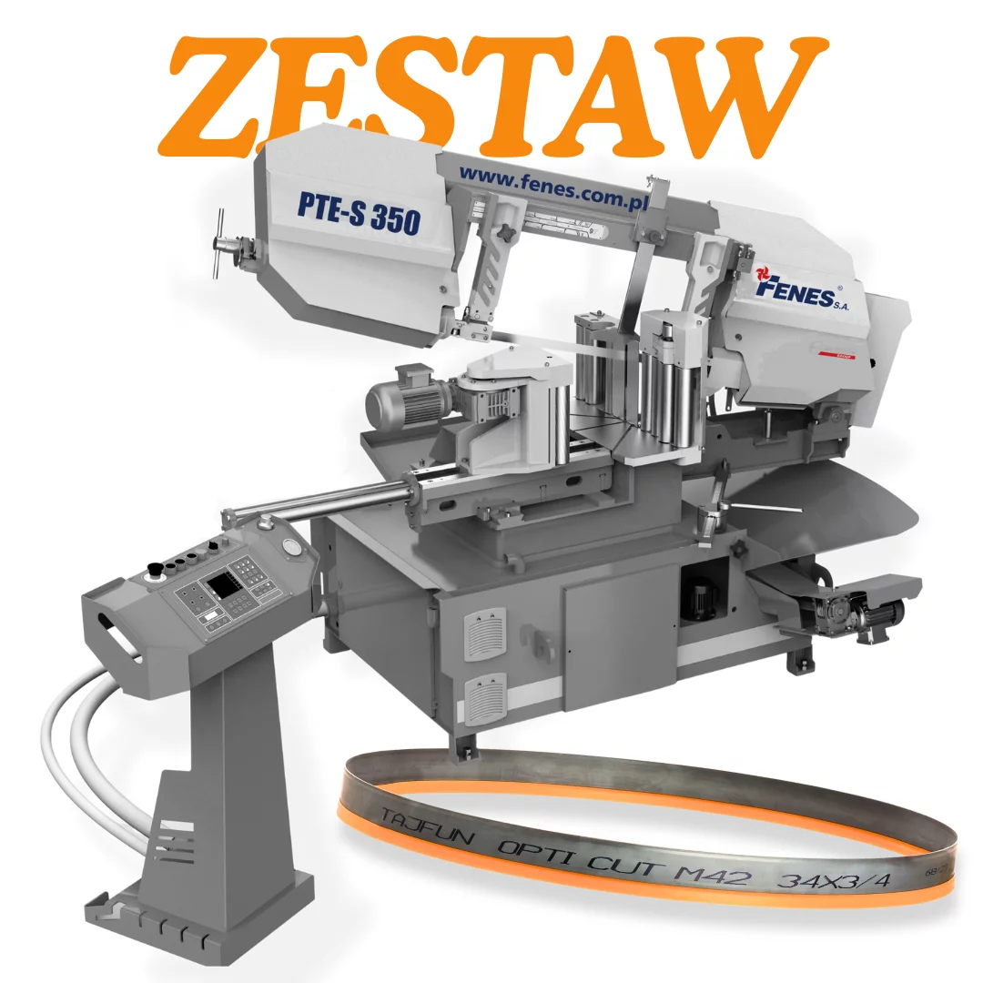 Przecinarka taśmowa automatyczna Fenes PTE-S 350 + Piła taśmowa do metalu FENES M52 BEST CUT 34 x 1,1 - 5szt.