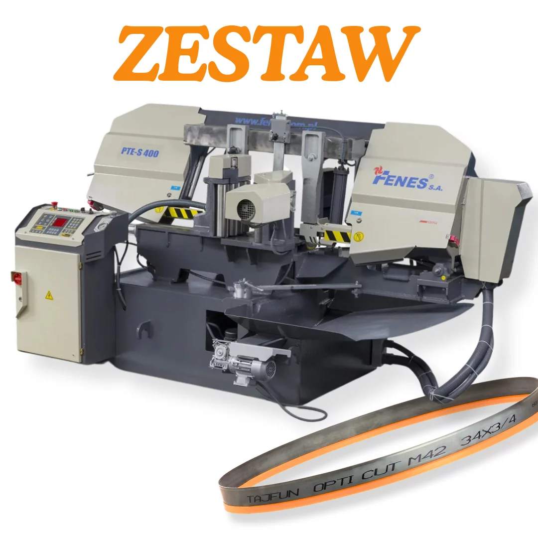 Przecinarka taśmowa automatyczna do metalu FENES PTE-S 400 + Piła taśmowa do metalu FENES M52 BEST CUT 34 x 1,1 - 5szt.