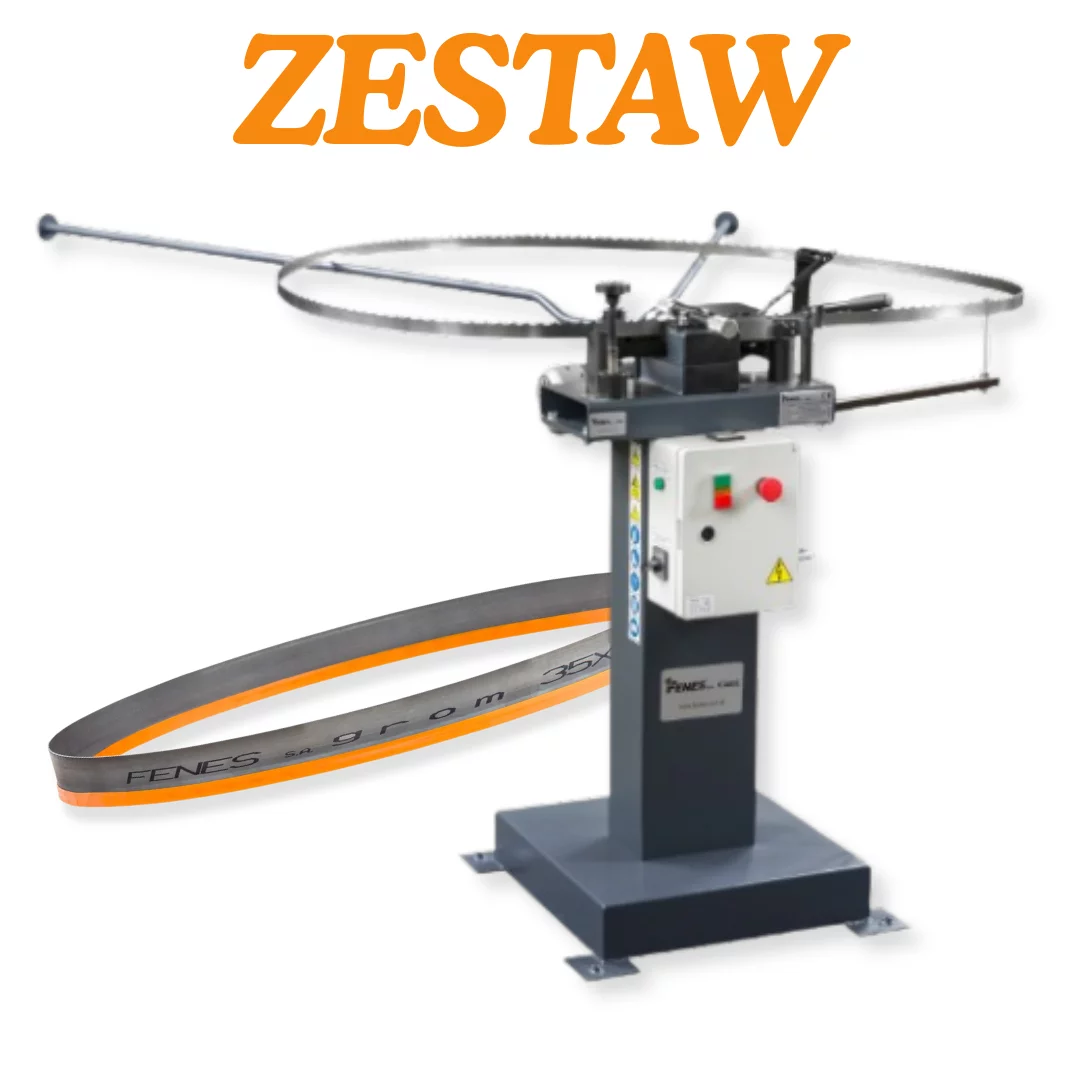 Rozwieracz do pił taśmowych automatyczny RPT-60A + Piła taśmowa do drewna GROM 35 x 1,1 x 4000 ROH - 5szt. ZESTAW