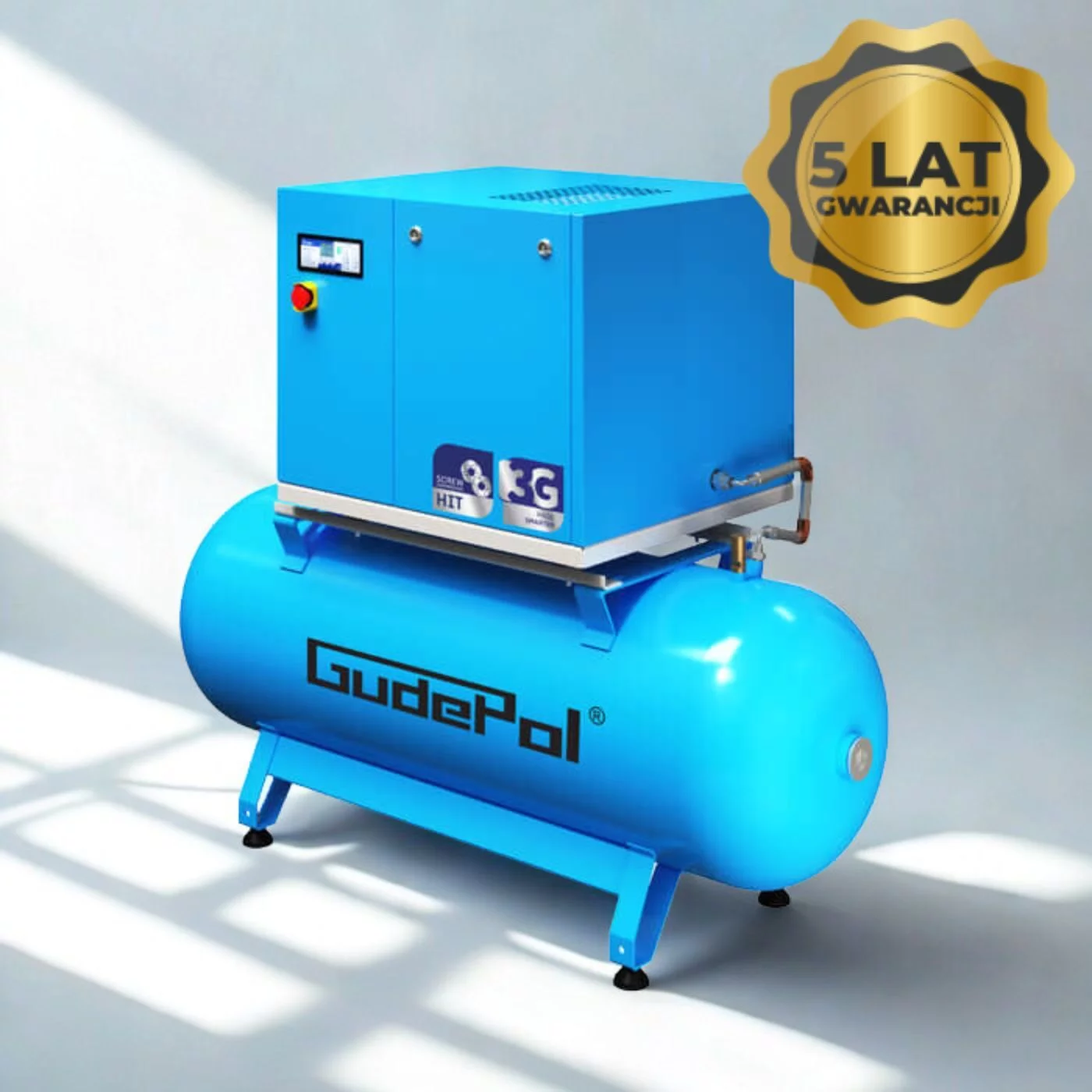 Kompresor śrubowy HIT-3G 3,0 kW 10 bar zbiornik 270 l 320 l/min GUDEPOL