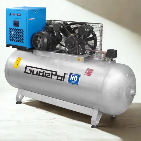 Kompresor tłokowy olejowy 3,0kW 200L 10bar 510l/min z osuszaczem Gudepol