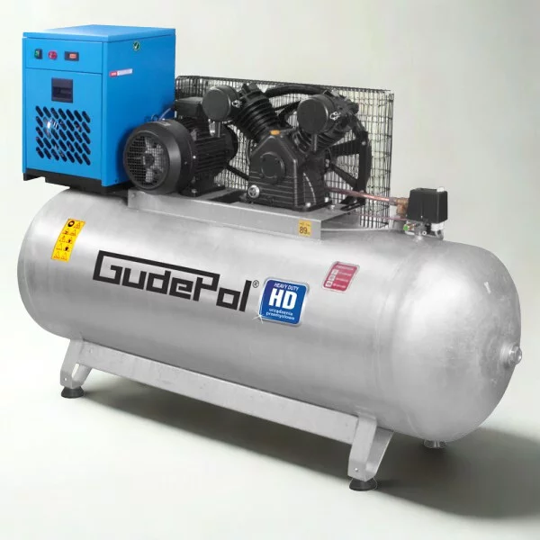 Kompresor tłokowy olejowy 4,0kW 270L 10bar 700l/min z osuszaczem Gudepol